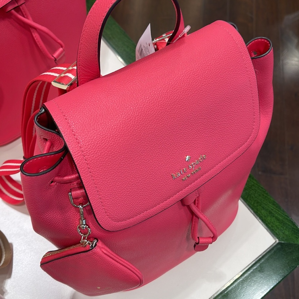 Kate Spade Rosie Medium Flap Backpack 
K8714 pebbled leather Pink Pepper
NWT - Picture 3 of 16